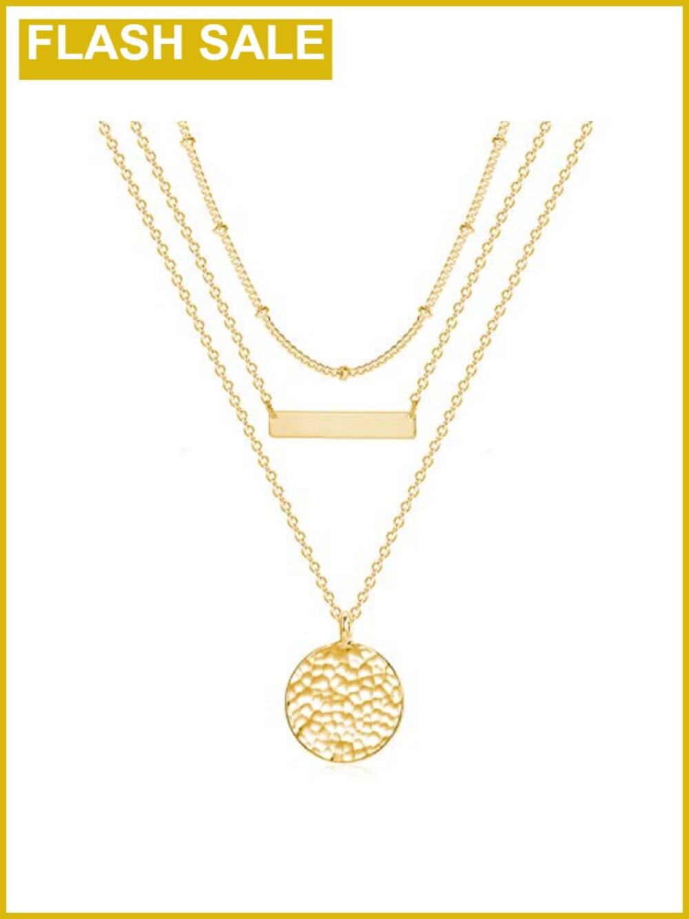 Gold Plated Layered Coin Necklace, Dainty Choker